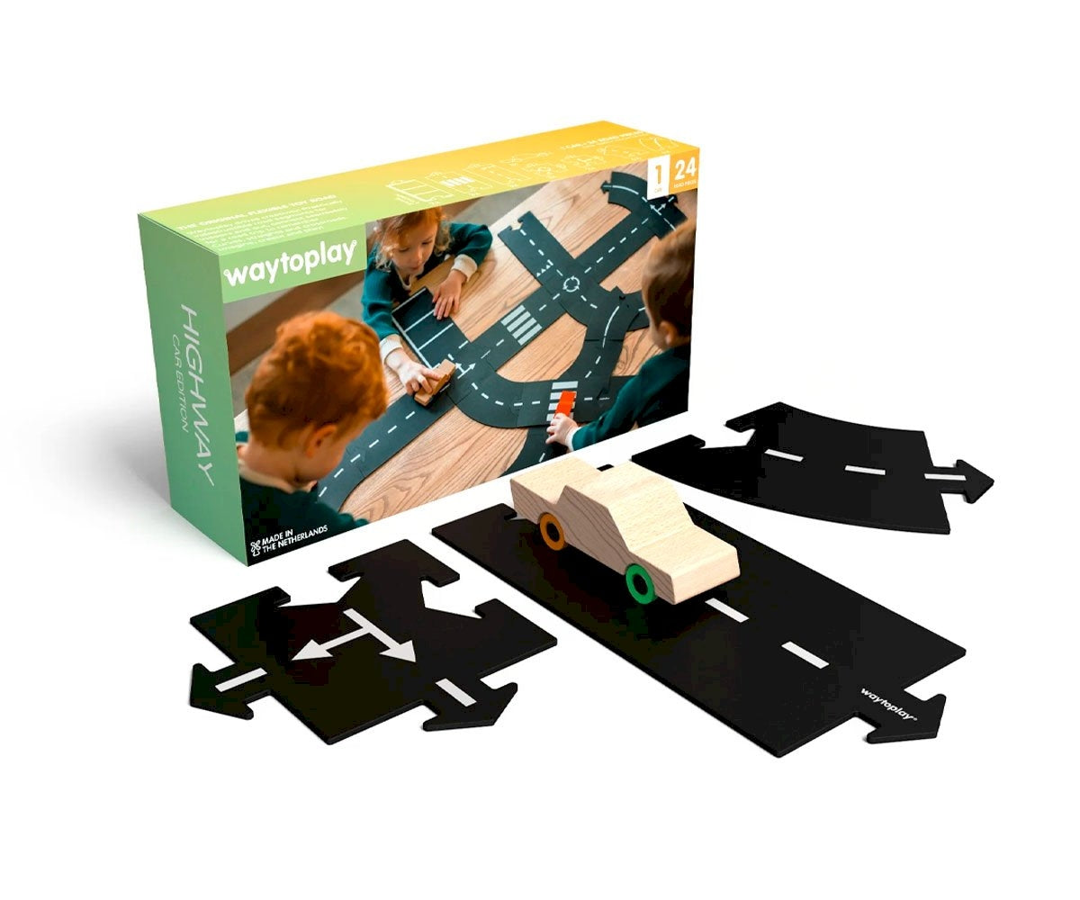Waytoplay Pista flessibile per macchinine - set 24 pezzi