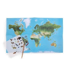 Mappamondo con Trasferelli e Sticker Adesivi Tout Autour du Monde